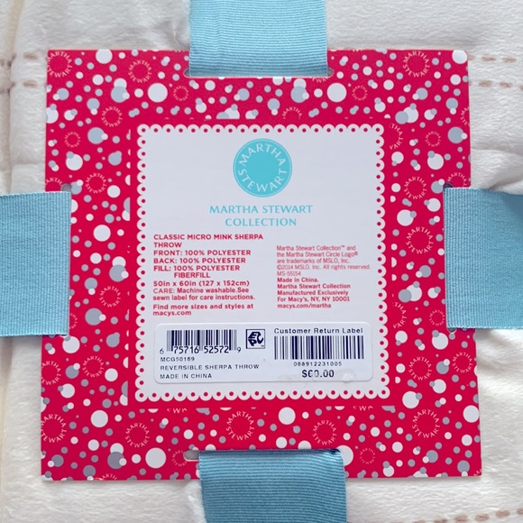 Martha Stewart Collection Classic Micro Mink Sherpa Throw Faux Fur 50”c 60” - Picture 5 of 5